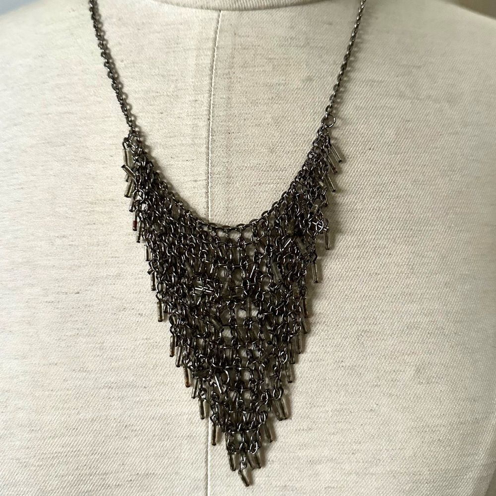 Silver tone statement necklace